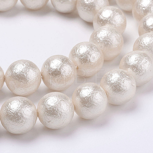 Wrinkle Textured Shell Pearl Beads Strands X-BSHE-E016-8mm-07-1