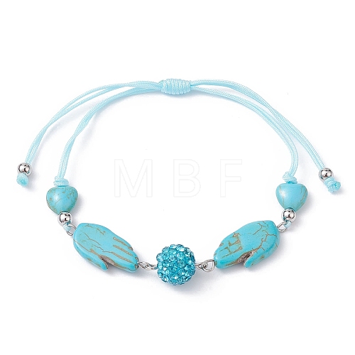 Palm Synthetic Turquoise Braided Bead Bracelets BJEW-JB09821-1