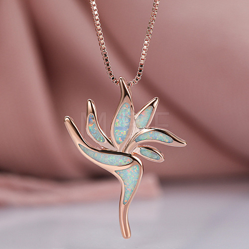 Hawaiian Bird Brass with Opal Pendant Necklaces FS-WG2F97F-02-1