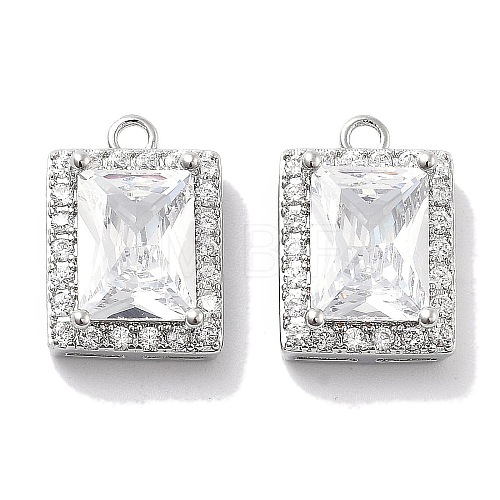 Brass Micro Pave Clear Cubic Zirconia Pendants KK-M102-38P-1