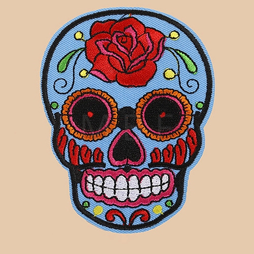 Skull Computerized Embroidery Cloth Sew on Patches PW-WG37707-05-1