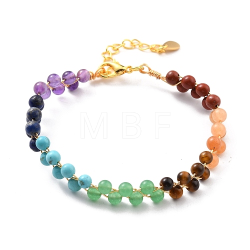 Natural Mixed Stone Beaded Bracelet BJEW-A122-09-1