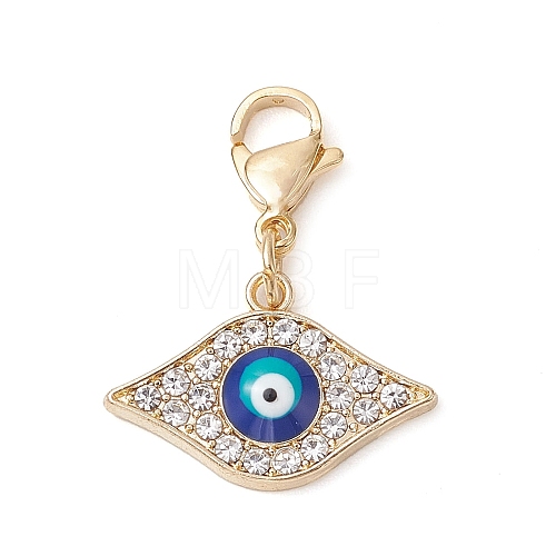 Evil Eye Alloy Enamel Rhinestones Pendant Decorations HJEW-JM02090-01-1