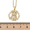 Brass Micro Pave Clear Cubic Zirconia Ring with Bear Pendants Necklaces NJEW-K280-03B-G-3