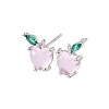 Brass Micro Pave Cubic Zirconia Apple Stud Earrings EJEW-L278-04P-4