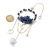 Natural Lapis Lazuli & Dyed Natural Quartz Crystal with Glass Pendant Decorations HJEW-TA00123-02-3