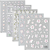 5Pcs 5 Styles Flower Pattern Self Adhesive PET Nail Art Stickers Decals MRMJ-SP0001-24-1
