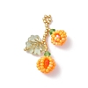 Glass Seed Beaded Berries & Leaf Pendants PALLOY-MZ01114-03-1