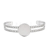 304 Stainless Steel Blank Cuff Bangle Bases with Flat Round Tray SA-CBA82C8-05B-P-2