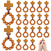 25Pcs Wood Cross & Round Beads Finger Rings RJEW-NB0001-09B-1