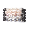 Natural Lava Rock & Cultured Freshwater Pearl Beads Stretch Bracelets for Women BJEW-JB12868-2