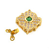 Rack Plating Flower Brass Micro Pave Cubic Zirconia Box Clasps KK-F876-14G-2