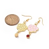 Enamel Peony with Rhinstone Dangle Earrings EJEW-JE05131-02-2