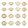  32Pcs 8 Styles Alloy Pave Clear Cubic Zirconia Connector Charms FIND-TA0003-09-2