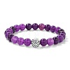 Natural Amethyst Round Beaded Stretch Bracelets LS-BJ1741-7-1