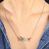 Alloy Enamel with Hyacinth Rhinestone Christmas Tree Word Happy Pendant Necklaces for Women FS-WG84419-01-3