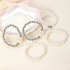 5Pcs 5 Styles Stylish CCB Plastic & Plastic Pearl & Rhinestone Beads Stretch Bracelets for Women WGF408F-01-4