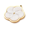 Carved Natural White Shell 304 Stainless Steel Pendants SH-K002-01A-G-2