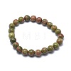 Natural Unakite Bead Stretch Bracelets X-BJEW-K212-A-006-2