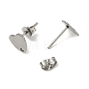 Non-Tarnish 304 Stainless Steel Heart Stud Earring Findings STAS-R063-37-2