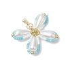 Two Tone Glass Seed Beaded Butterfly Pendants PALLOY-MZ00556-04-3