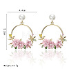 Ring with Flower Alloy & Rhinestone & Polymer Clay Stud Dangle Earrings FS-WGDD86E-04-3