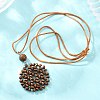 Boho Woven Wood Beads Pendant Long Necklaces WD-CBA76F6-01B-1