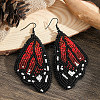 Bohemian Style Green Butterfly Wing Glass Bead Handmade Dangle Earrings FV2215-4