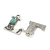 Synthetic Turquoise & Alloy Pendants PALLOY-H146-01AS-L-2