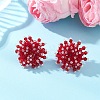 Flower Handmade Glass Seed Beads Stud Earrings EJEW-MZ00680-02-1