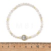 Religion Natural Moonstone Beaded Stretch Bracelets with Brass Flat Round with Cross Beads BJEW-JB14360-02-4