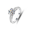 Rhodium Plated 925 Sterling Silver Micro Pave Moissanite Finger Rings WG38657-03-2