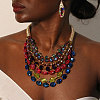 Alloy & Acrylic & Glass Multilayer Necklaces & Dangle Earrings Sets FS-WGC2698-02-2
