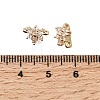 Brass Micro Pave Clear Cubic Zirconia 2-Loop Flower Spacer Bars KK-C258-08LG-3