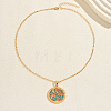 Alloy Islamic Arabic Calligraphy Flat Round Enamel Pendant Necklaces ZV2727-3-1