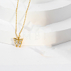 Butterfly Stainless Steel Cubic Zirconia Pendant Necklaces for Women QD0510-2-1