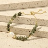 Natural Freshwater Pearl and Natural Green Fluorite Chip Beaded Adjustable Brass Box Chain Slider Bracelets for Women PS0343-5-1