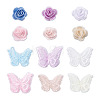 Beadthoven 24Pcs 12 Style 3D Rose Organgza Lace Embroidery & Butterfly Ornament Accessories DIY-BT0001-48-10