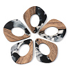 Transparent Resin & Walnut Wood Pendants RESI-S389-016A-A02-1