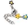 Colorful Enamel Flower Link Chain Bracelet BJEW-C023-02P-4