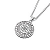 Vintage 304 Stainless Steel Viking Flat Round with Embossed Dragon Pendant Necklaces for Men WG12A6F-01-3