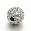 CZ Brass Micro Pave Cubic Zirconia Round Beads ZIRC-L017-02P-2