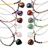 Natural & Synthetic Mixed Gemstone Heart Pendant Necklaces NJEW-G143-02-1