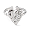 Heart with Star 304 Stainless Steel Cuff Ring Findings STAS-P334-03P-2