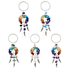  5Pcs 5 Styles Copper Wire Wrapped Natural & Synthetic Gemstone Chip Keychain KEYC-TA0001-21-9