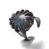 Teardrop Natural Labradorite Open Cuff Rings RJEW-G305-02R-04-2