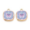 Printed Style 304 Stainless Steel Square Pendants STAS-T071-25C-G-1
