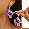 Flower Alloy Rhinestone Dangle Stud Earrings FS-WG119D4-04-2
