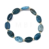 Natural Apatite & Non-magnetic Synthetic Hematite Oval Beaded Stretch Bracelets for Women Men BJEW-JB13934-02-2