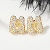 Brass Micro Pave Cubic Zirconia Stud Earrings EJEW-Z091-04G-M-5